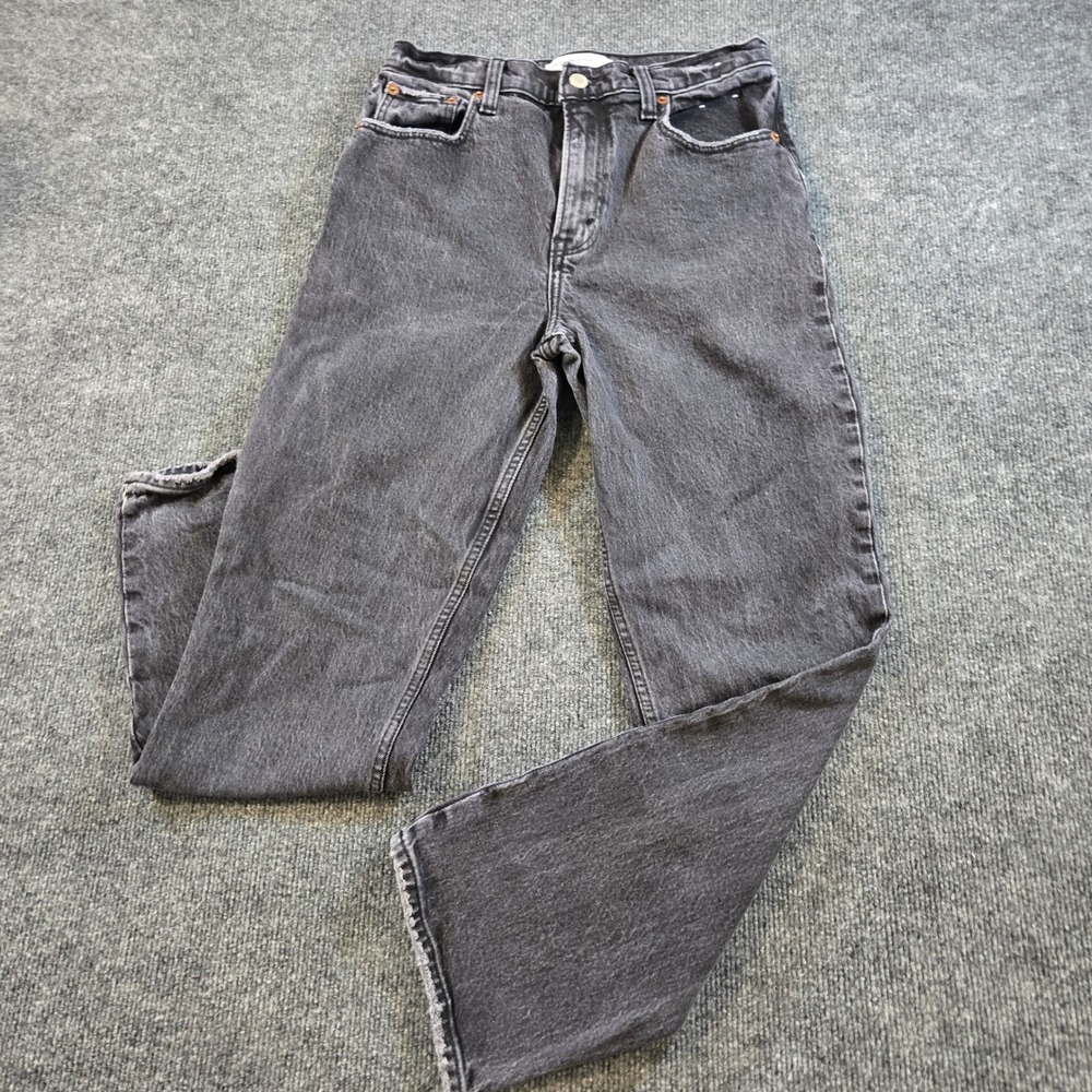 Abercrombie & Fitch Ultra High Rise 90s Straight Jeans Black Wash 27 4S Short
